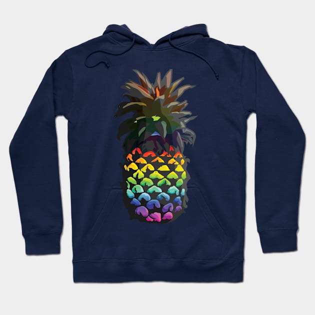 Pineapple Rainbow Black Base. Hoodie by ThinkingSimple